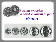 Bouton pression laiton argent 16mm les 6 pièces